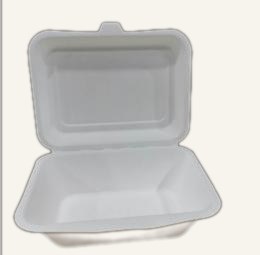 Bagasse clamshell meal box view 3