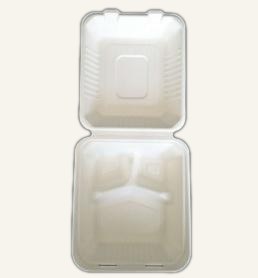 Bagasse clamshell meal box view 4