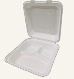 Bagasse clamshell meal box view 10